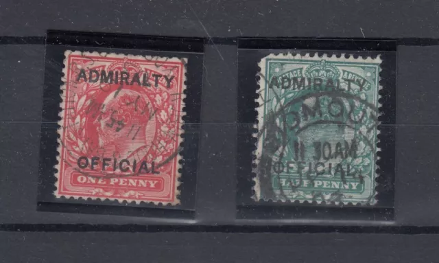 GB KEVII 1903 1d 1/2d Admiralty Official SGO102/O107 Fine Used BP4897