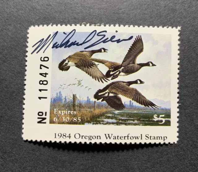 WTDstamps - OREGON 1984 - State Duck Stamp - Mint OG NH **ARTIST SIGNED**