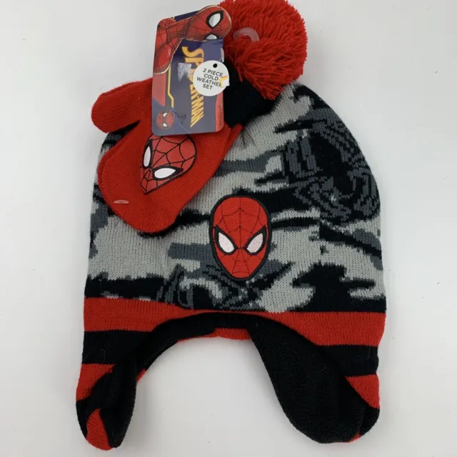 Spiderman Marvel Freddo Tempo Set Cappello E Guanti Bambini Taglia Unica Nuovo