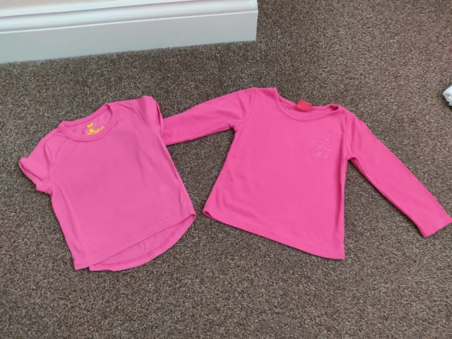 Qtee Girls Age 3-4 Years  Pink T-shirts Tops x 2 Bundle