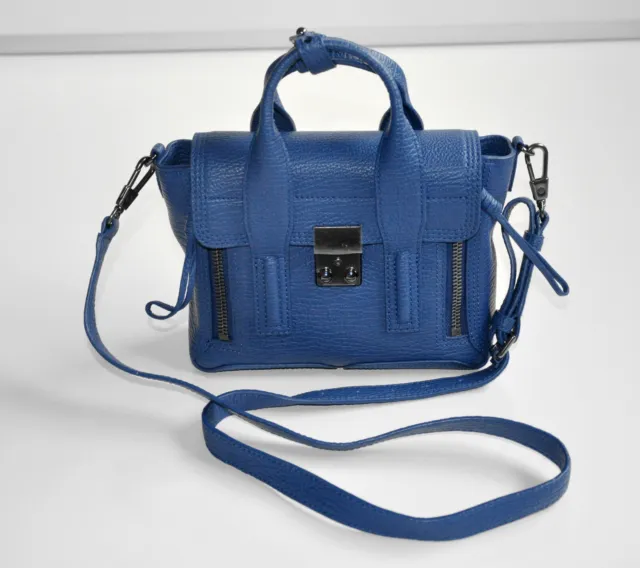 NWT 3.1 Phillip Lim Textured Calfskin Mini Pashli Satchel Shoulder Bag Cerulean