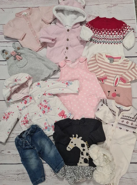 Pacchetto invernale 0-3 mesi ragazze Next john Lewis abiti in lana cardigan jeans (49)