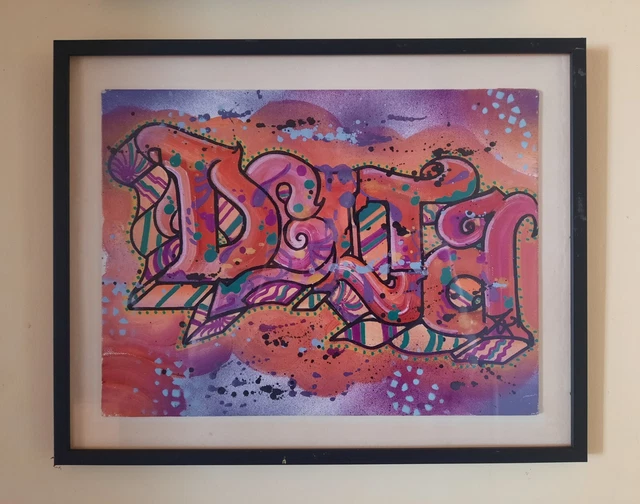 Toile Mixte DELTA2 – Graffiti Street Art 31x23cm, Signée, Avec SEEN/COPE/RAMMELZEE/FUTURA/QUIK/DONDI/DAZE/SONIC/CRASH/IZ