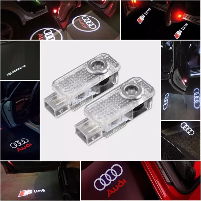 2x/4x For AUDI CREE Logo Laser Projector Door Courtesy Puddle Shadow Light Lamp