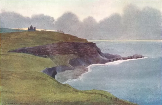 YORKS. The Coast. Whitby Abbey from the Cliffs 1908 old antique print picture