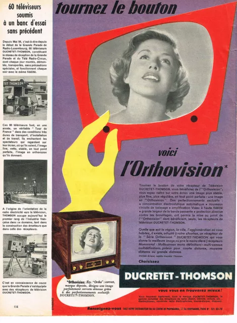 PUBLICITE ADVERTISING 014   1956   DUCRETET-THOMSON téléviseur  l'ORTHOVISION