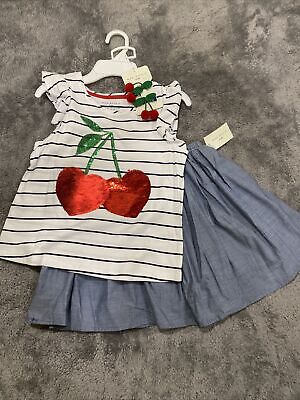 Girls Max Studio  Skirt Flip Shirt 2pc Set with Clips  Size 10/12 Cherry ❤️NWT