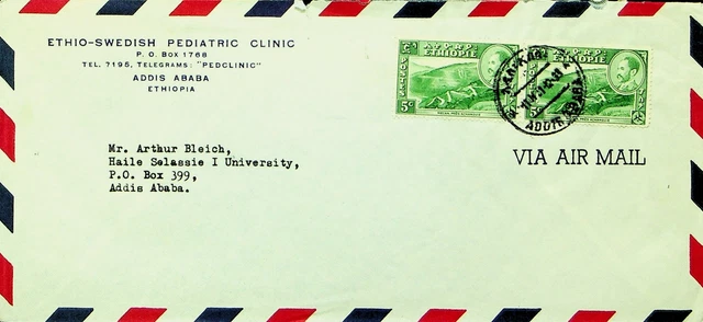 Sephil Äthiopien 2x5c Auf Luftpost Abdeckung Sich Haile Selassie I Uni Addis