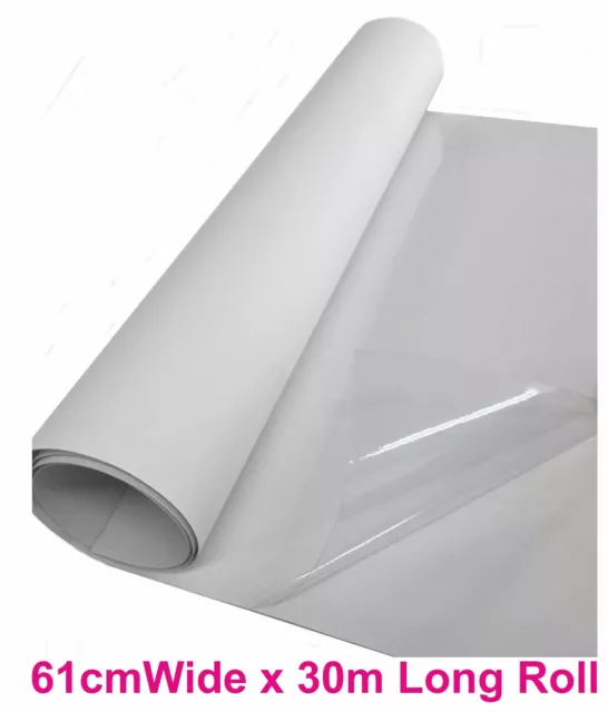 Klar glänzend transparent klebrig hinten Kunststoff selbstklebend Vinyl 61 cm x 30 m Rolle