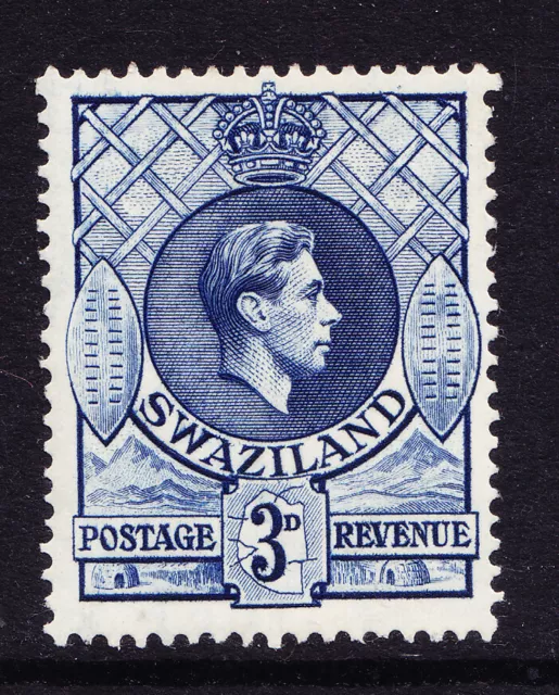 SWAZILAND GVI 1938 SG32a 3d deep blue - perf 131/2x13 - lightly m/m. Cat £18