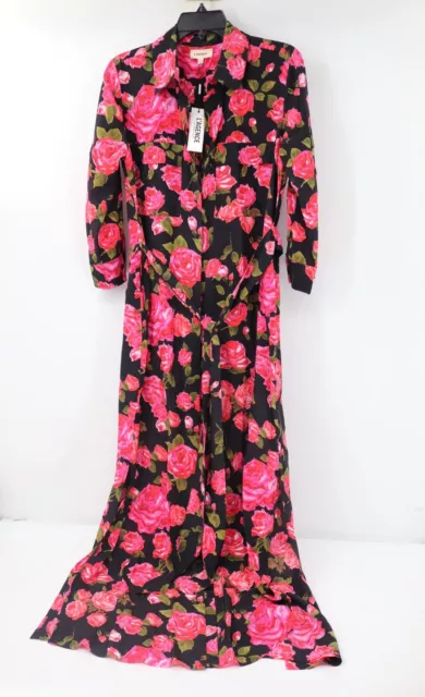 NWT L’AGENCE Shirt Dress Womens S Cameron Belted Floral Silk Crepe De Chine Maxi