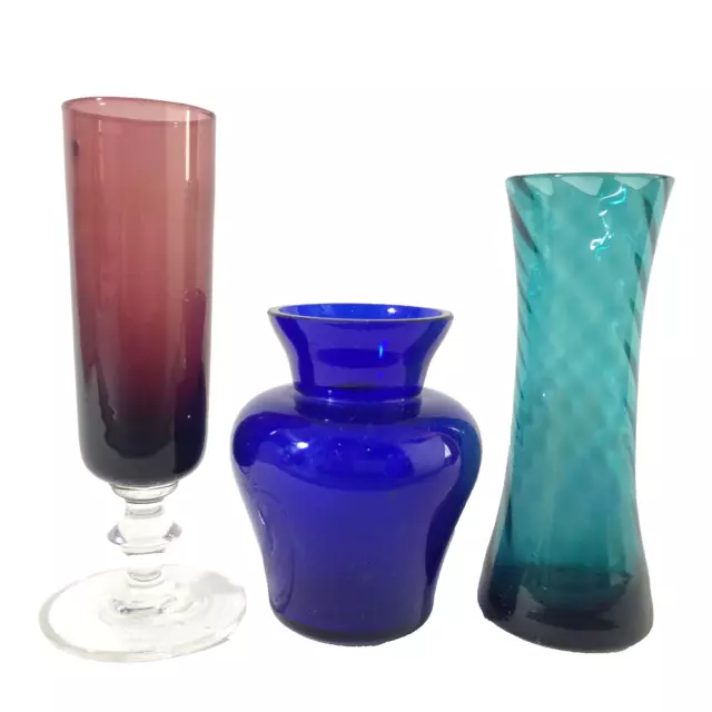 Vintage Vasenset Vasen GLAS 50er 60er MID CENTURY Vase blau lila turmalin
