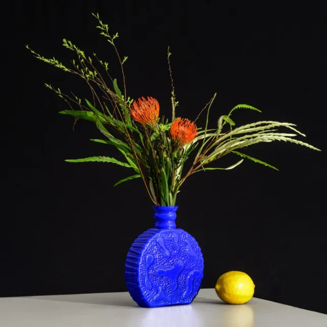 Space Age Yves Klein Blue Crystal Glass Work Hirschberg Glass Vase Vintage Retro