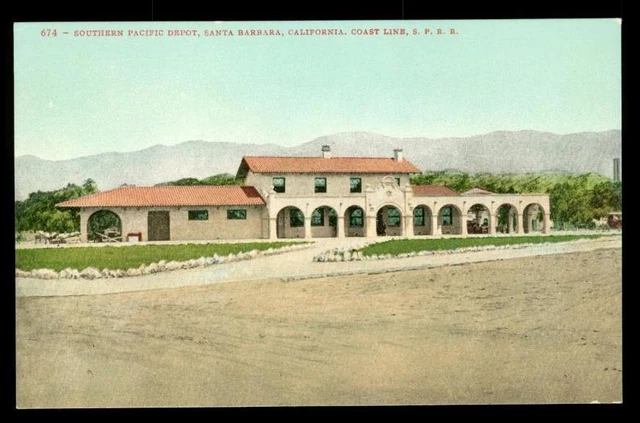 Vintage Railroad Postcard Southern Pacific SPRR Santa Barbara California