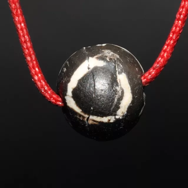 Original Ancient Old Burmese Pyu Agate Stone Pumtek Dzi Bead with 3 Stripes