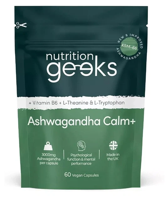 Mutition Geeks NUTRITION GEEKS ASHWAGANDHA Calm+ KSM 66 Complex 3000mg 60 Vegan ...