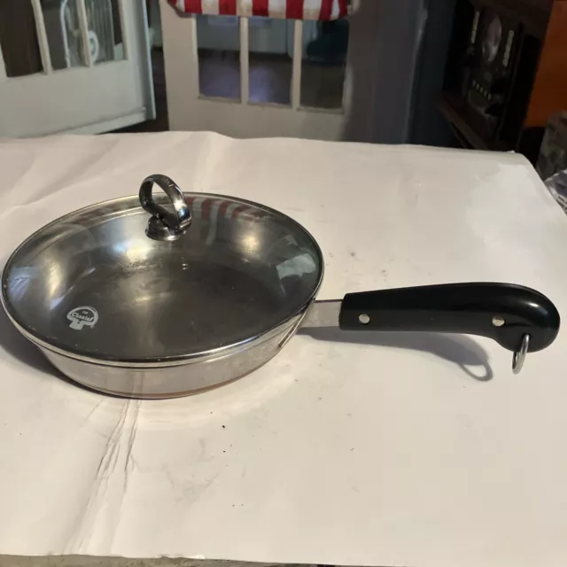 Rever Ware 8” Frying Pan Stainless With Copper Clad Bottom And Lid