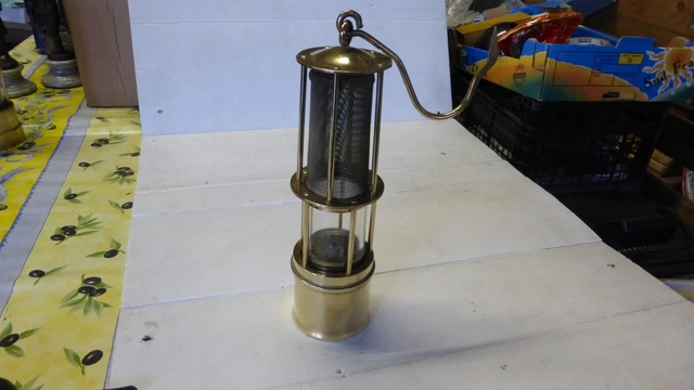 Carcasse De Lampe De Mineur Anglaise Ancienne - Objet De Métier Vintage - Occasion