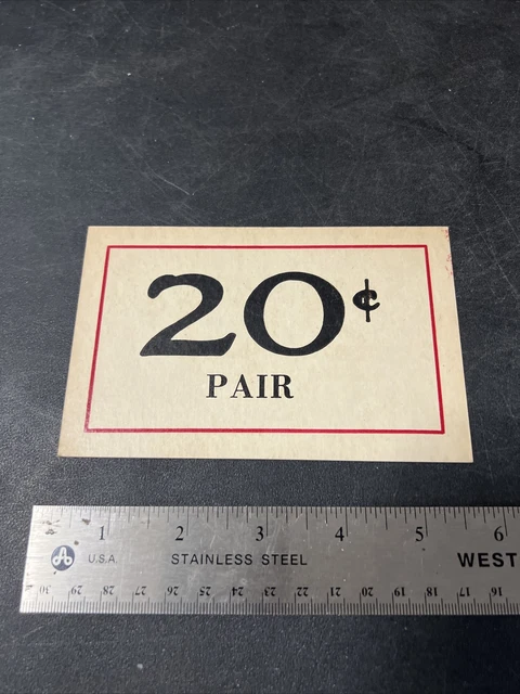 Vtg 2x Sided Used 1930s Country Store Counter / Shelf Price Sign 20c Pair