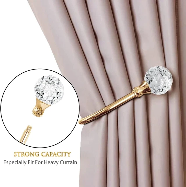 Curtain Holdbacks, Crystal Curtain Tieback Hooks Gold Metal Decorative Drapery C 5