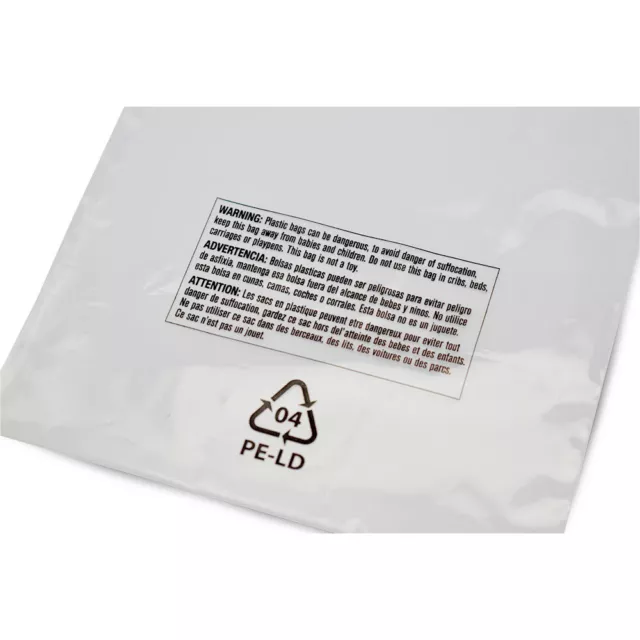 Poly Bags Resealable Suffocation Warning Clear 1.5 Mil Lip & Tape Shirt Apparel