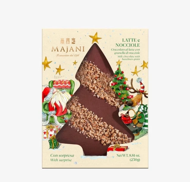 MAJANI ALBERO NATALE CIOCCOLATO AL LATTE E NOCCIOLE 250gr CON SORPRESA REGALO