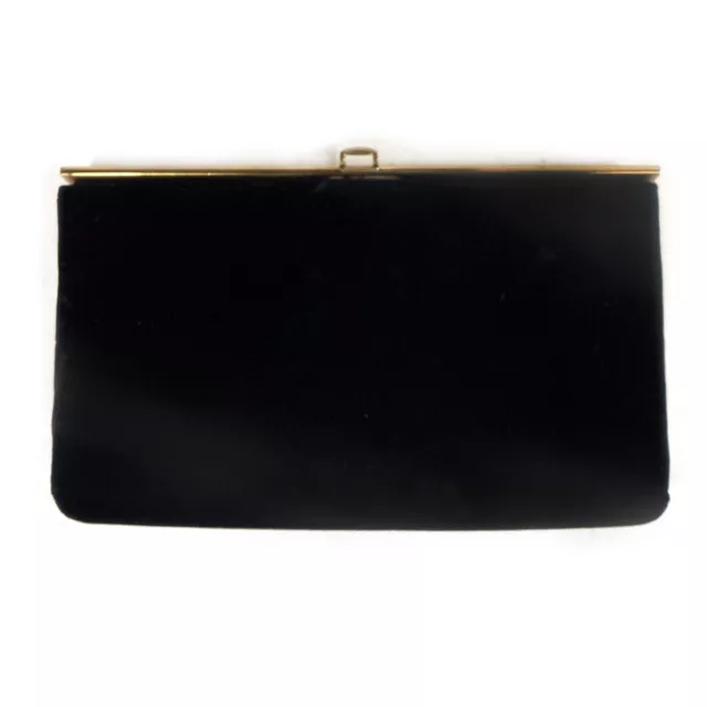 Vintage Femmes Land Edwards Velours Noir W / Nacre Détails Fermoir Porte-Monnaie
