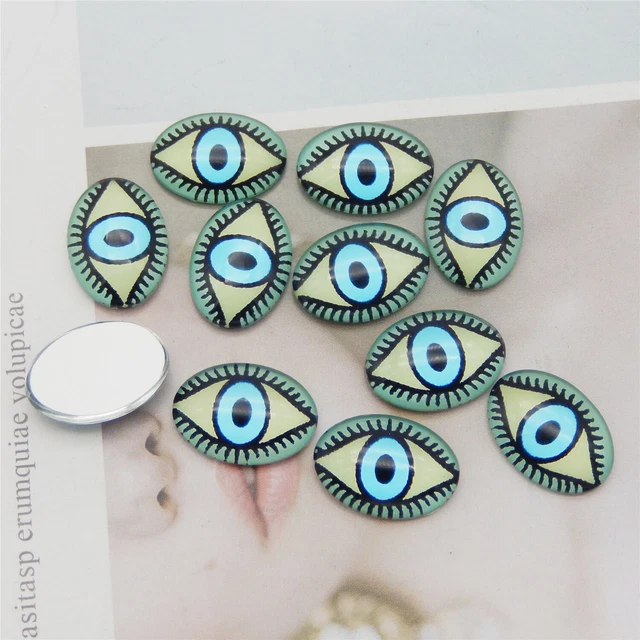 20 Stück Flatback Oval Tieraugen Glas Cabochon für Basteln Schmuck 13x18 mm