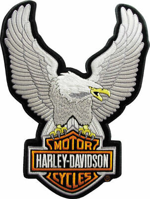 Patch Toppa Piccola Skull Harley Davidson Scritta Arancione teschio Silver 