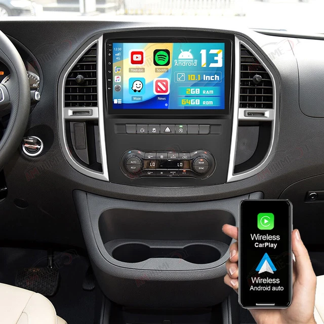 Autoradio Android 13 10,1" Pour Mercedes Vito 3 W447 2014-2020 - 2Go+64Go, CarPlay/Android Auto Sans Fil, GPS, WiFi, Caméra De Recul - Écran Tactile HD