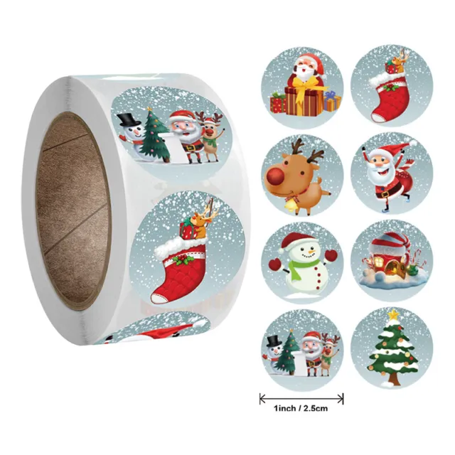 Pegatinas de Navidad de 1" muñeco de nieve Papá Noel etiqueta de regalo etiquetas autoadhesivas
