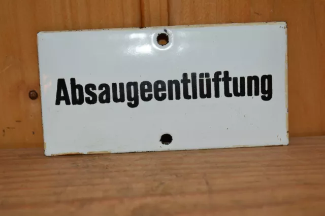 Original Altes Emailschild,Absaugeentlüftung,Deko,Tankstelle,Automobil,Vintage