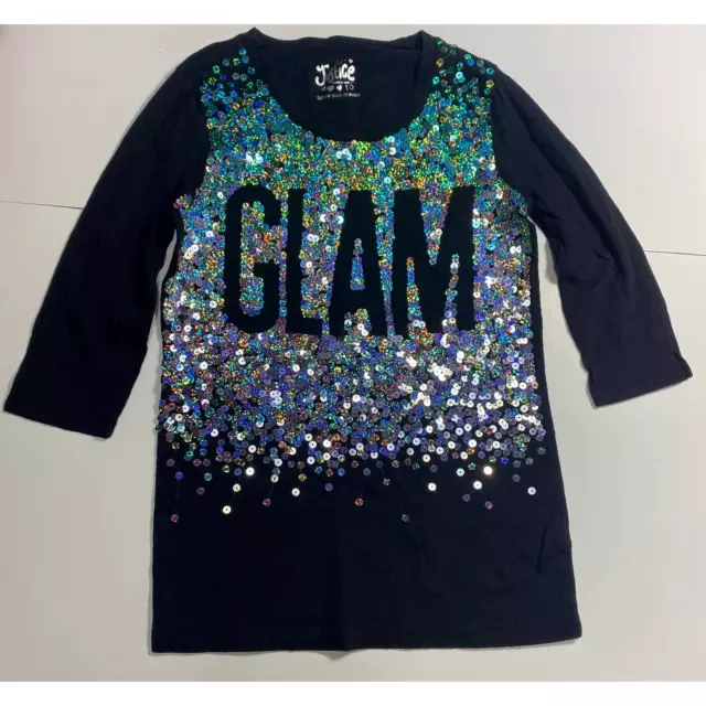 Justice Glam Black Sequin Shirt Top Girls Size 20 Pre-Owned Free Ship