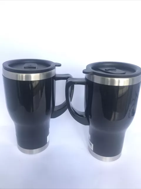 New In Box Sharper Image Heated Trael Mug 2-Pack NEVER USED