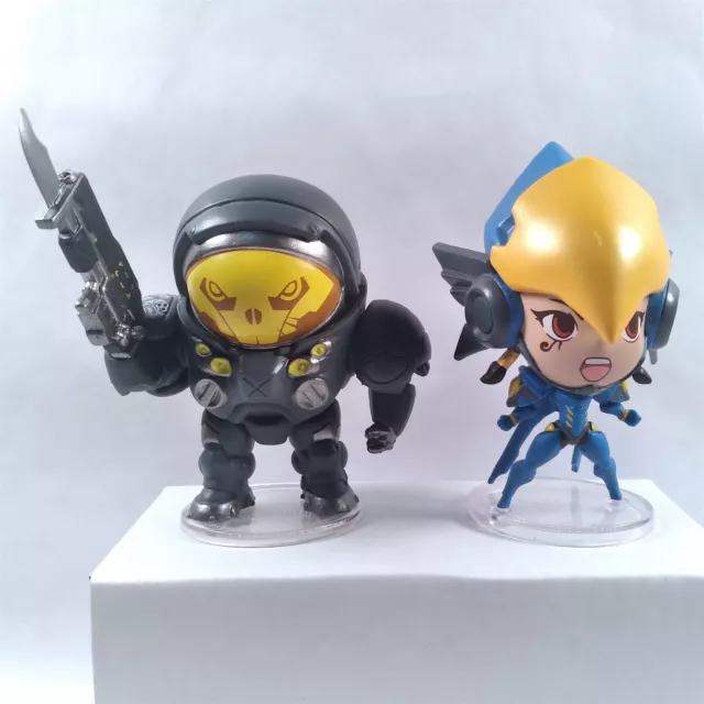 Cute But Deadly Overwatch S2 Raynor & Blue Pharah Figures Bases 2016 Blizzard