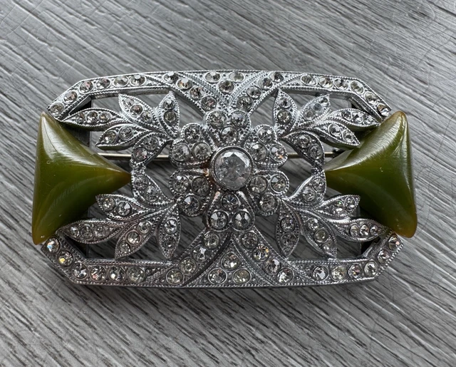 Broche Art Déco Française Étoile Pâte De Verre – Vintage 1930, Accessoire Mode Ancien