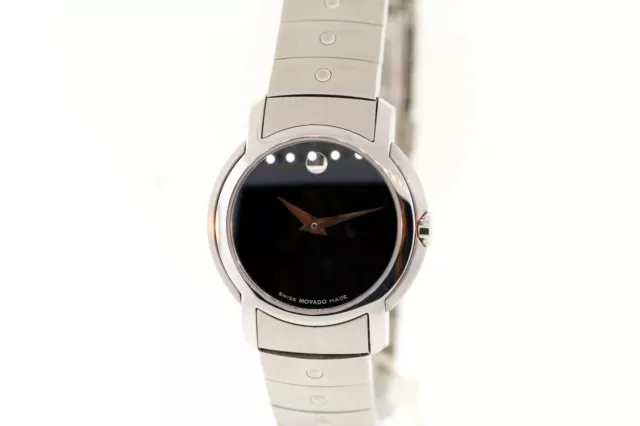 Donna Movado 0605644 Sl Acciaio Inox Quadrante Nero Orologio