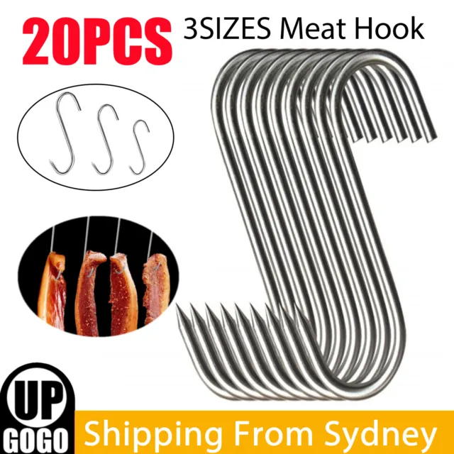 20Pcs S-Shaped Meat Hook Heavy Duty Stainless Steel Butcher Hooks Hanging Beef