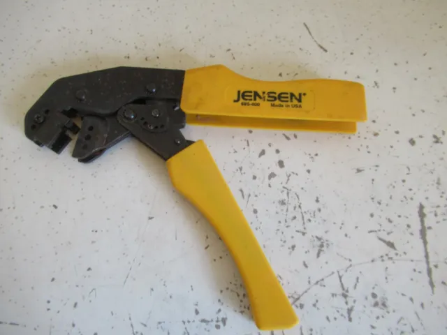 Jensen Model 685-400 Coaxial Crimp Tool Coax Crimper Made in USA Yellow Nice