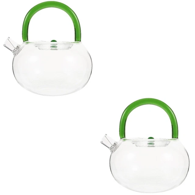 2pcs Glass Teapot Clear Tea Kettle Glass Pot Tea Pot for Loose Tea Blooming