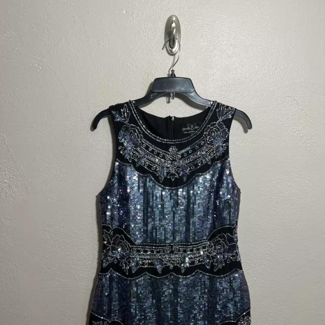 Needle & Thread Sheath Dress Dust Lace Mini Sequined Beaded Formal Dust Blue 8 2