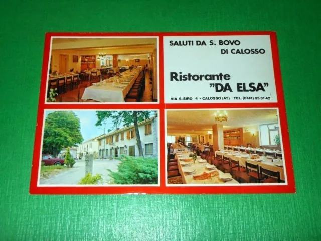 Cartolina Saluti da S. Bovo di Calosso - Ristorante Da Elsa - Vedute diverse .