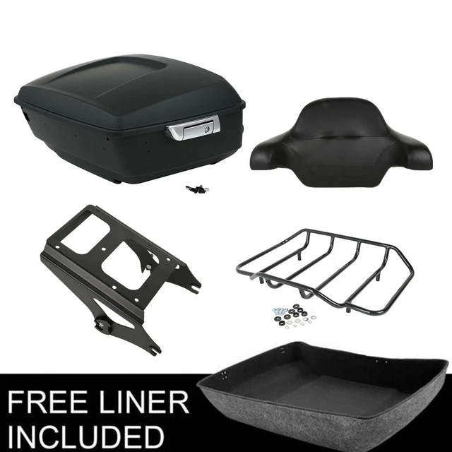Matte King Trunk Backrest Pad 2Up Rack Fit For Harley TourPak Street Glide 09-13