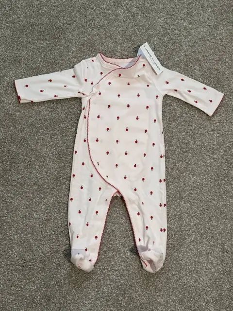 Janie and Jack Infant Baby Girl One-Piece Footed Outfit Cherries Sz 3-6m NWT