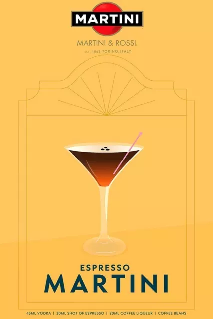 Poster Manifesto Locandina Pubblicità Stampa Vintage Aperitivo Martini 60x90 Cm.