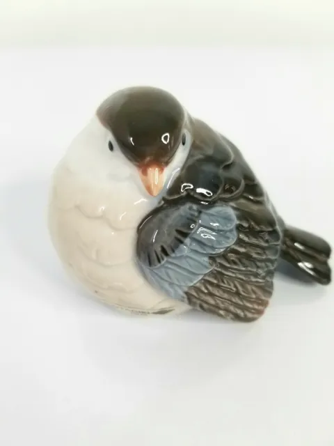OTAGIRI Japan Vintage Gray White Porcelain Sparrow Bird Figurine