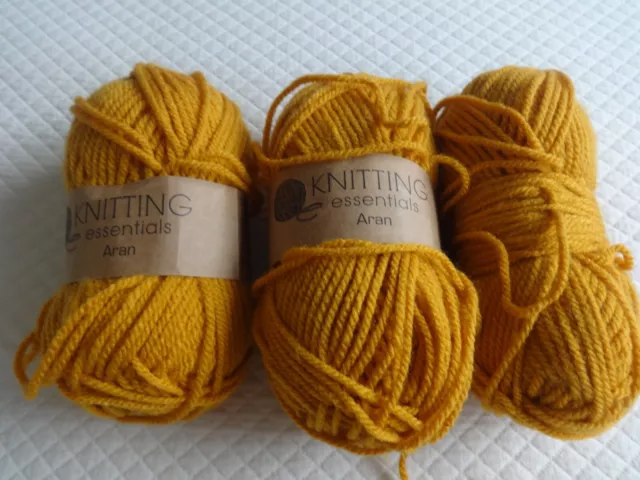 3 X KNITTING Essentials Job Lot Premium Aran Wool Mustard Colour 50g 6.00 PicClick UK