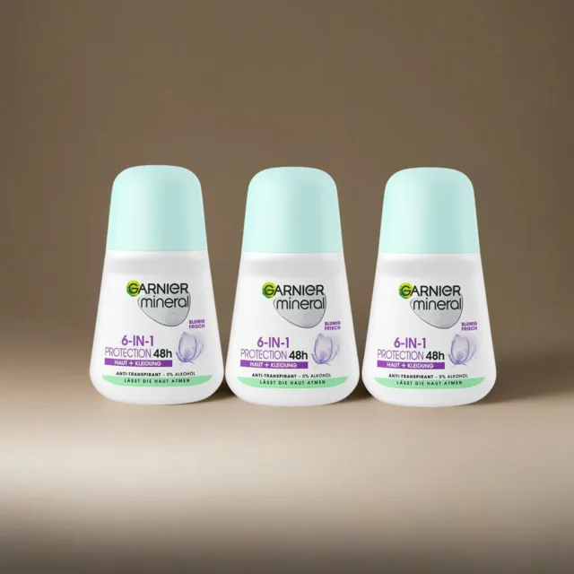 Garnier Mineral 6-in-1 Protection Deo Roll-On 3 x 50ml