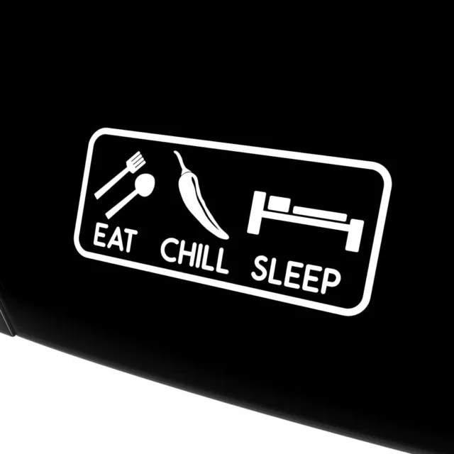 Adesivo Decorazione Eat Chill Sleep Sticker Veicolo Bianco 20x8 cm N23103K