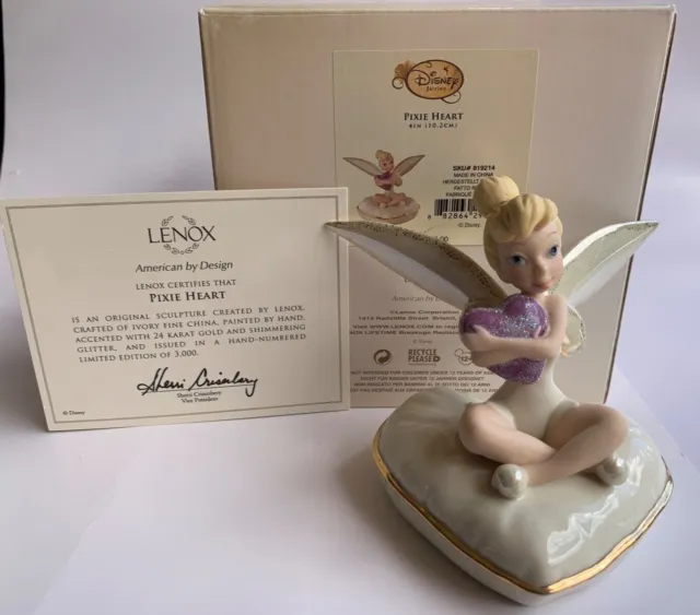 Lenox Disney Tinkerbell Pixie Heart Limited Edition Porcelain Figurine COA/Box 